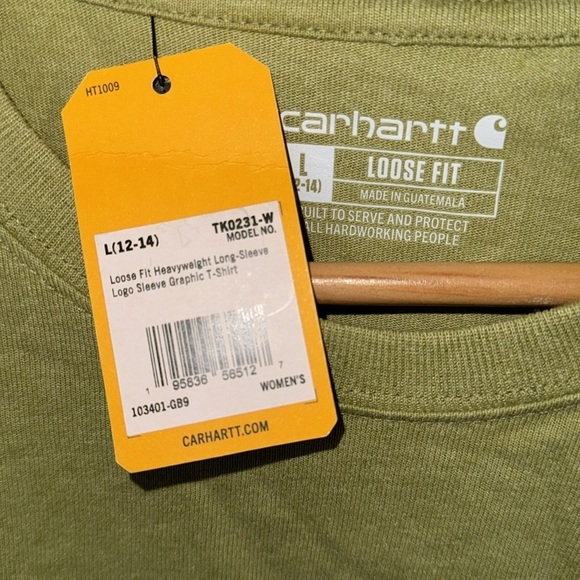 Carhartt Olive Green Long Sleeve Shirt women’s large NEW - Picture 5 of 5